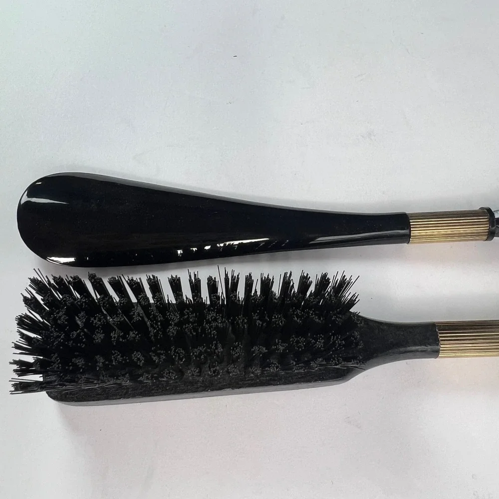 VTG Brush & Shoehorn Set Equestrian Horse Head Made in Japan Elegant Black Gold